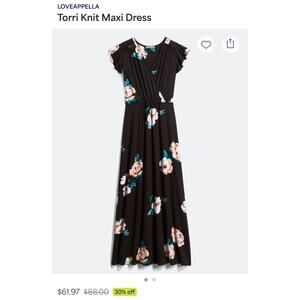Loveappella Black Flower Torri Knit Maxi Dress Small Petite from Stitch Fix